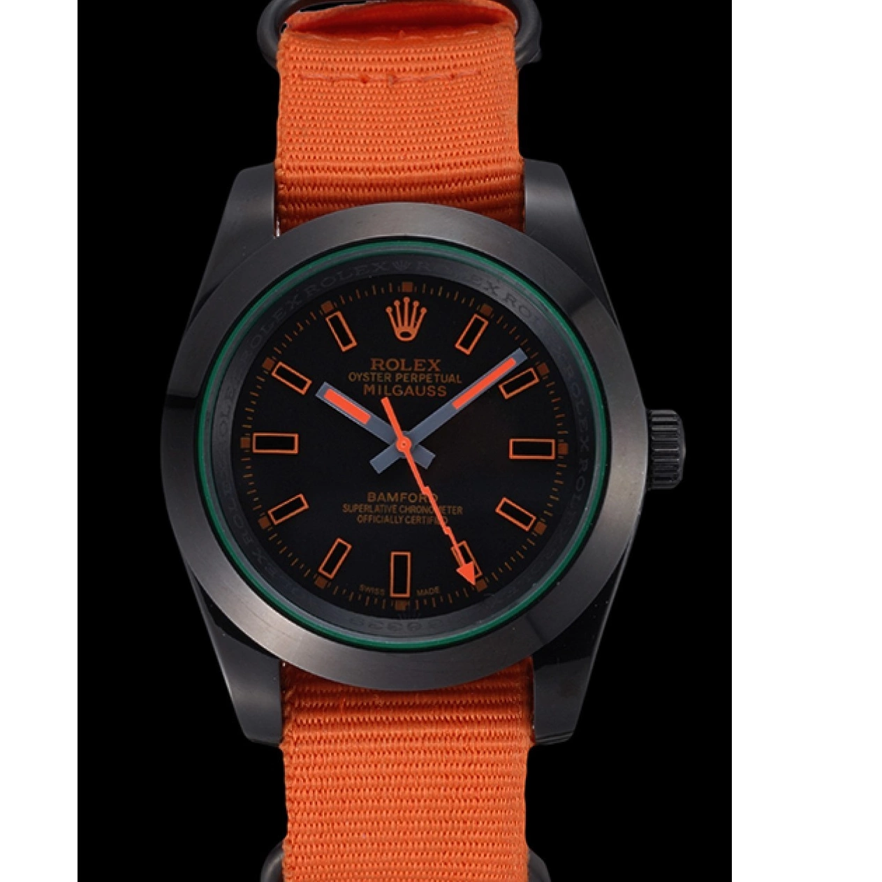 Aaa replica watch Milgauss Strap Rolex Bamford Orange Nylon 622003 0514